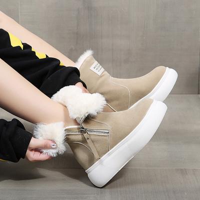 Thick Soled Short Boots Popular for Women In Winter, New Round Toe Plush Warm Snow Boots, Thickened Korean Cotton Shoes