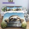 Sloth Pattern Bedding Home Decoration Birthday Gift (1 * duvet cover + 2 * pillowcase, without core)