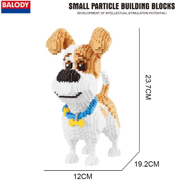SeaRain Building Blocks - Dog, Animal Mini Blocks, Kids DIY Gift, Assembly, Present (Jack Russell Terrier)