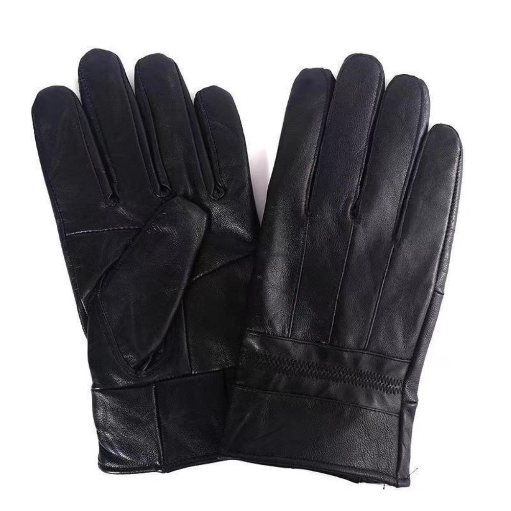 Mixed color miscellaneous leather gloves men and women winter thickened velvet warm windproof waterproof driving motorcycle