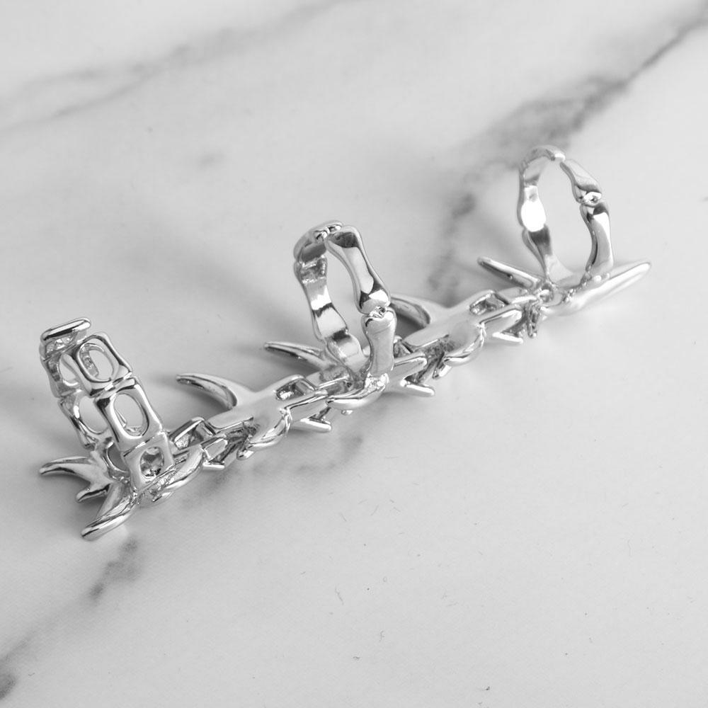 Cyberpunk Gothic Dragons Bone Knuckle Ring Cosplay Ringe Unisex Legierung silbrig verstellbare Öffnung Schmuck Zubehör Requisiten Geschenke