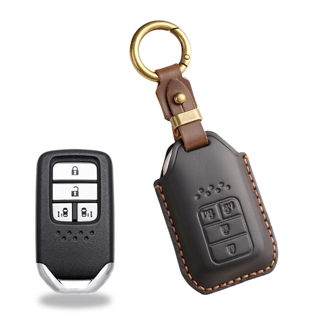 

[Honda] Чехол для ключа автомобиля брелок Кожа коровы Ручная работа Подходит для Accord Civic CRV Pilot Odyssey 4 keys-Double doors коричневый