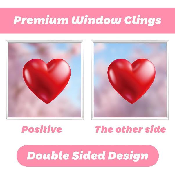 168pcs Valentines Day Window Clings Red Heart Shaped Static Wall Decals Window Stickers Double Sided Visibility Romantic Valentines Day Decorations