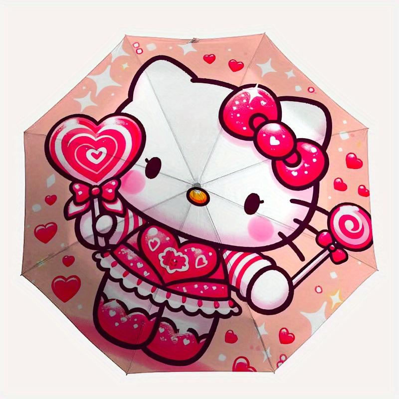 1pc Hello Kitty Valentine's Day Umbrella with Plastic Handle,Suitable for All Seasons Home Travel Outdoor UmbrellaSanlio662