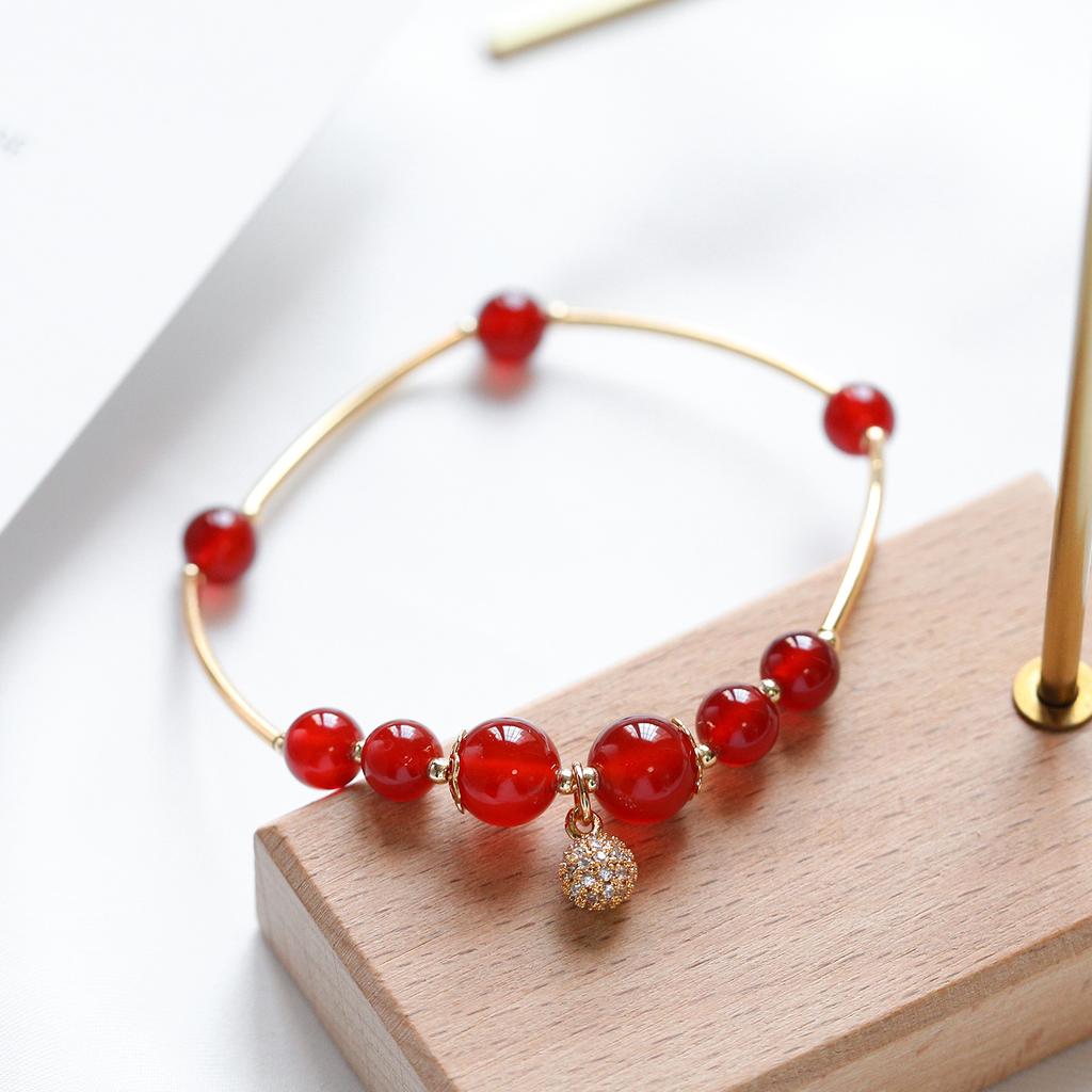 Natural Agate Bracelet Simple Single Circle Men And Women Couple Bracelet Agate Bracelet
