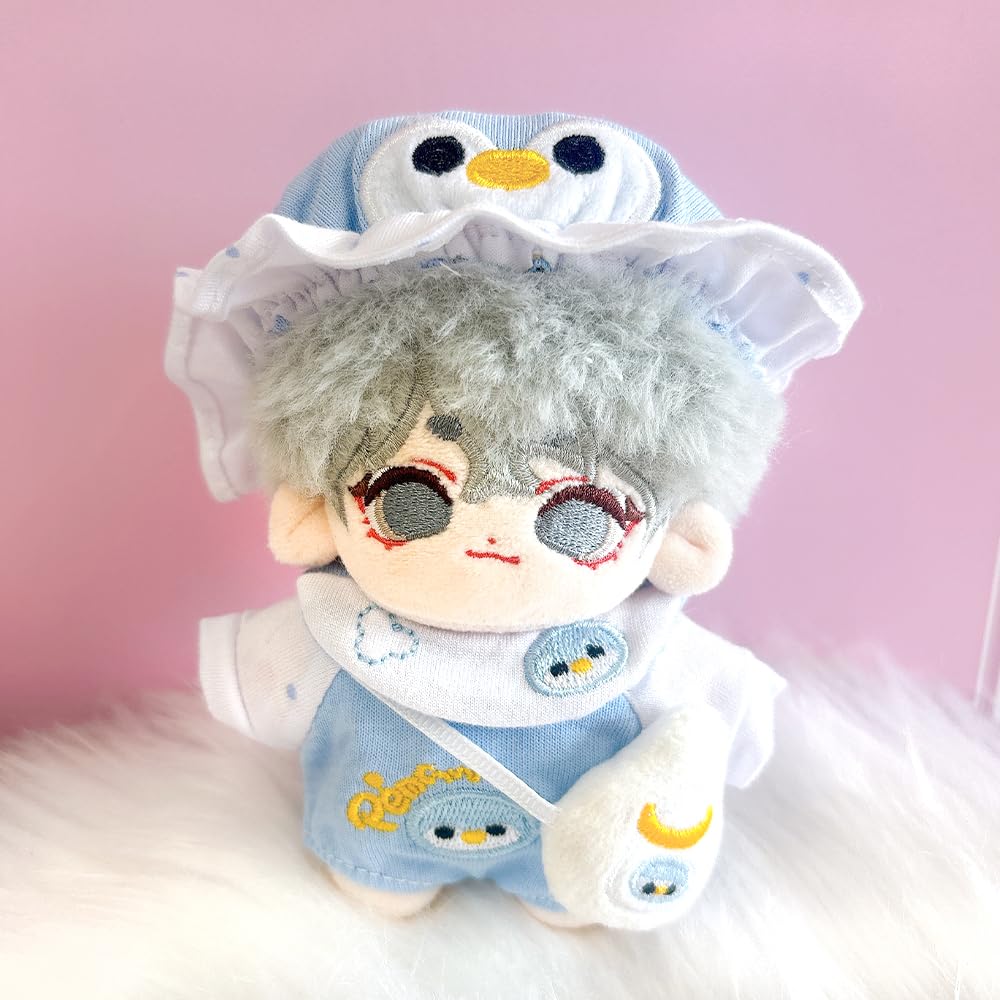 Baby Penguin Plush Clothes [Hat, Romper, Bib, and Baby Bottle Set] for 10cm Plush Toy, Kigurumi, Accessories, Otaku, Doll, Mascot, K-Pop Doll,