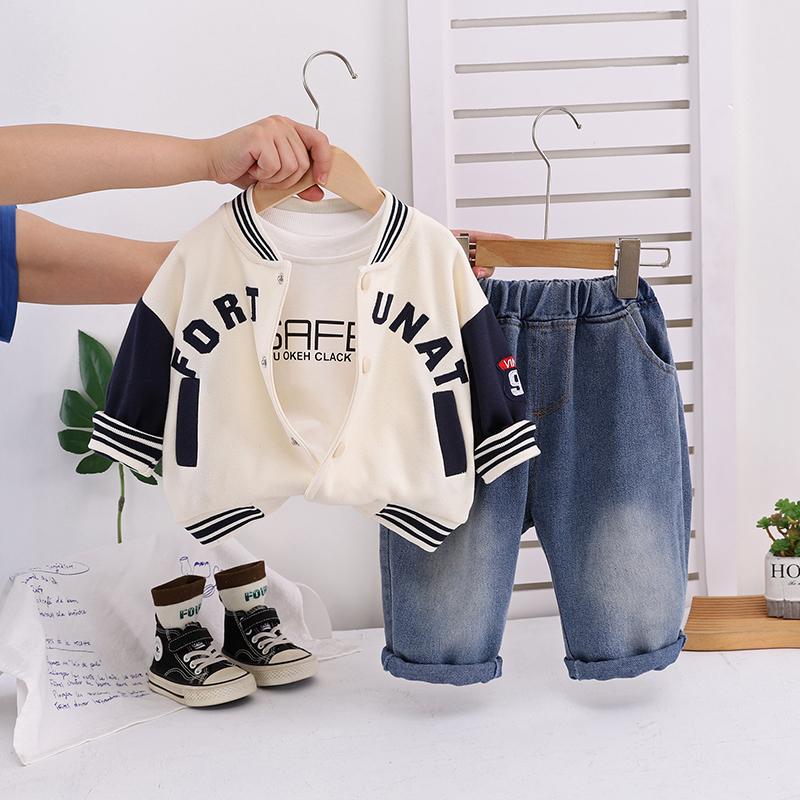 

Комплект из 3 предметов с длинным рукавом для мальчиков 0-5 лет, Детский модный бейсбольный костюм, Детская одежда высокого качества XXL бежевый