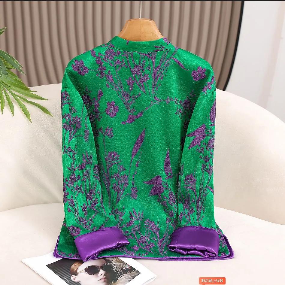 Dámský jarní retro žakárový top kardigan v čínském národním stylu s knoflíky