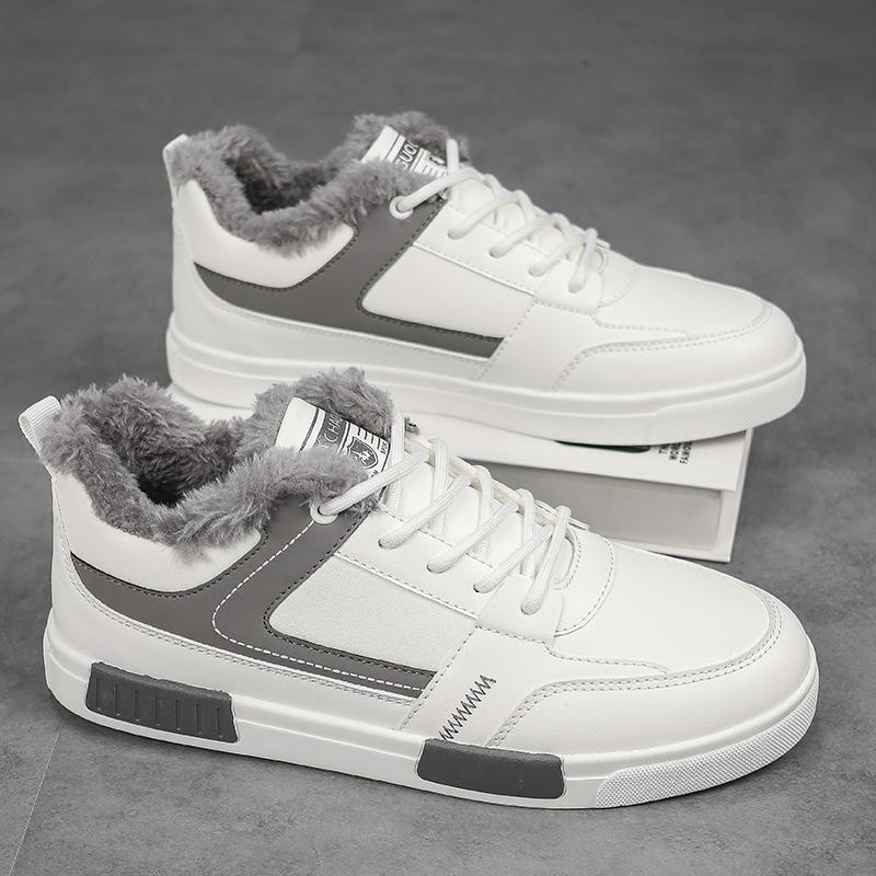 

Мужская спортивная обувь Повседневный уличный стиль Меховые кроссовки для бега Обувь для студентов Большого размера Зимняя обувь EU: 47 белый