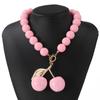 Acrylic Large Bead Necklace With Cherry Pendant Simple Personalized Eco Resin Exaggerated Fashion Jewelry For Women Daily Party Gift