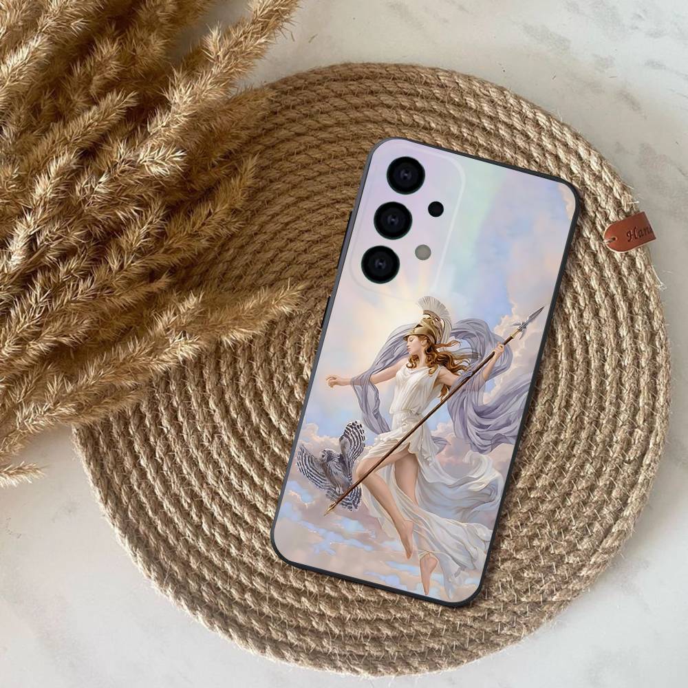 Phone Case For Samsung S25,S24,S21,S22,S23,S30,Ultra,S20,Plus,Fe,Lite,Note,10,9,Abstract Greek Mythology Athena 5G Black Cover
