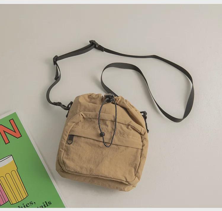 Bolsa Mensageiro de Nylon com Cordão Estilo Coreano 2023 - Bolsa de Ombro de Verão Leve e Versátil para Mulheres