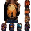 Women's Halloween Print Pullover Sweatshirt Long Sleeve Crew Neck Casual Top Comfortable Fit Seasonal Design