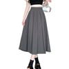 Chic Summer Pleated A-Line Skirt - Plus Size, Age-Reducing, Solid Color, Mid-Length