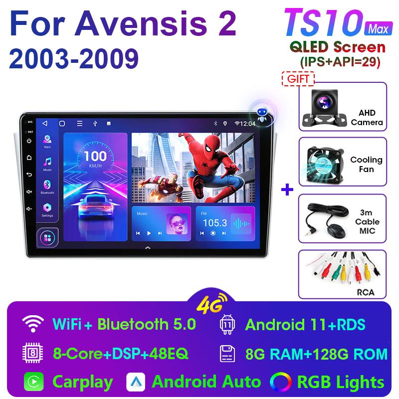 Radio auto 2 Din Android 11 pentru Toyota Avensis T250 2 II 2003-2009 Player video multimedia Navigație GPS 4G Carplay Auto Stereo