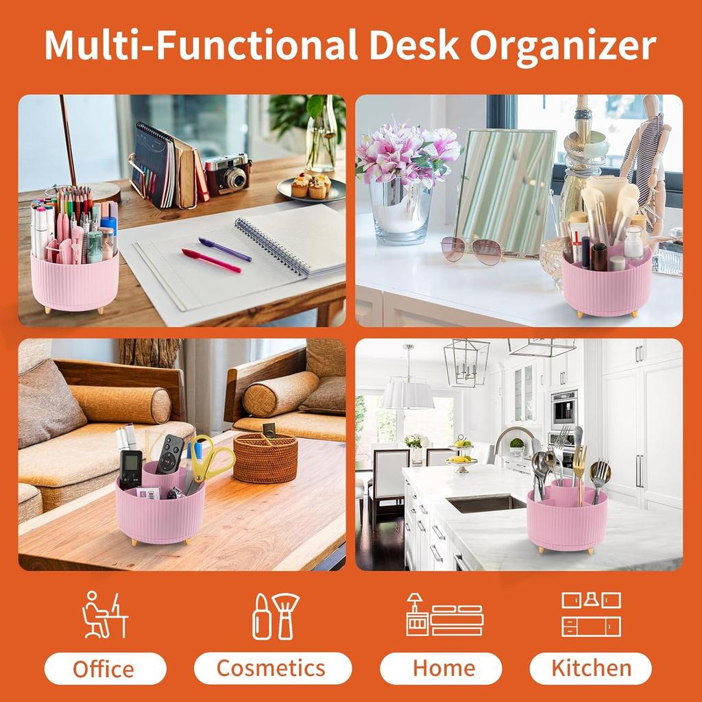 1pcs Desk Organizer, 360-Degree Rotating Pen Holder for Desk, Desk Organizers and Accessories with 5 Compartments