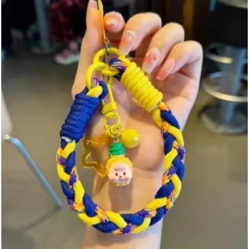 1pc Creative Cartoon Mobile Phone Universal Lanyard Three-Color Wrist Strap Hand-Woven Hand Rope Mobile Hanging Accessories