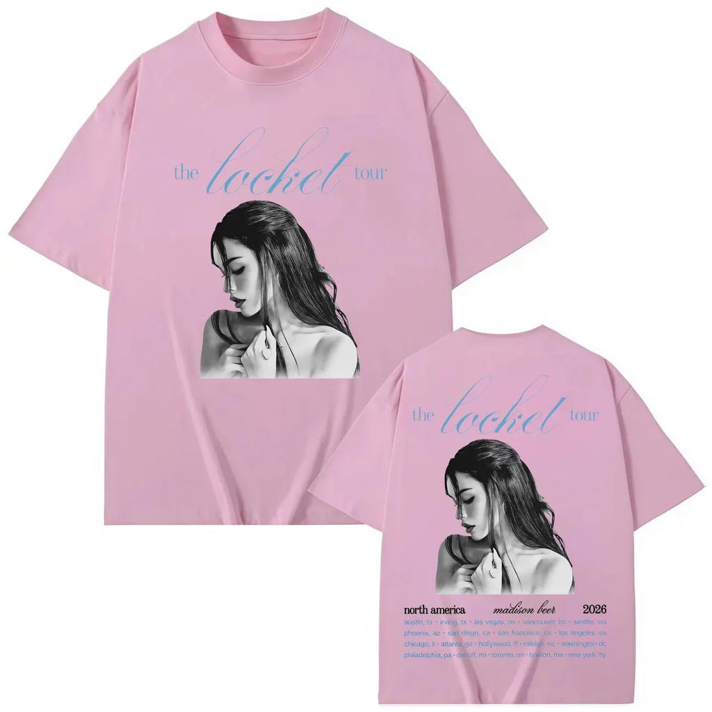 Singer Madison Beer The Locket Tour 2026 Graphic T Shirts Fashion Aesthetic Oversized Tshirts Unisex Women Casual Cotton Tshirt