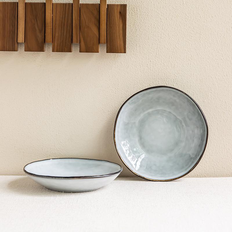 Japanese Stroke Open Bowl Ceramic Tableware Household Salad Bowl Vegetable Bowl Practical Dessert Bowl Pasta Bowl