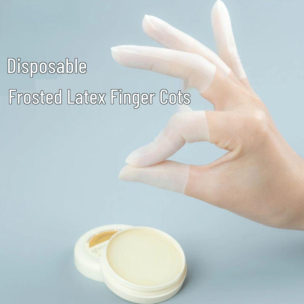 

Latex Finger Cots - Disposable, Moisturizing, Frosted Tip, Anti-Crack, Waterproof. Off-white S/50 pieces Stretchable/Anti-slip