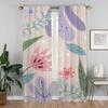 Home Interior Curtains for Living Room Leaf and Flowers Shades Blackout Curtain Partition Tulle for Bedroom Halloween Decoration
