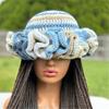 Handcrochet Bucket Hat for Women with Patchwork Ruffle Trim Elegant Fisherman Hat Photography Travel Floppy Bucket Hat