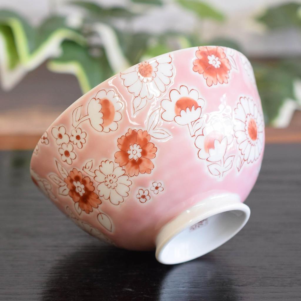 Waza No Kura Stylish Kutani Ware Rice Bowl Flower Shower Pink Ceramic Tea Bowl Brand Japanese Tableware Made In Japan Birthday Present 60th Birthday