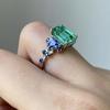 Prosperous Diamond Ring Square Crystal Zircon Ring Women's Aqua Green Diamond Jewelry