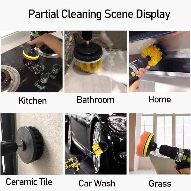 3-teiliges Bohrbürsten-Aufsatzset, Power-Schrubberbürste mit Bohrbürste zum Reinigen von Duschen, Badewannen, Badezimmerfliesen, Fugenmörtel und Teppichen