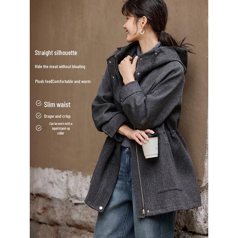 

XWI Women s Hooded Wool Blend Winter Coat L