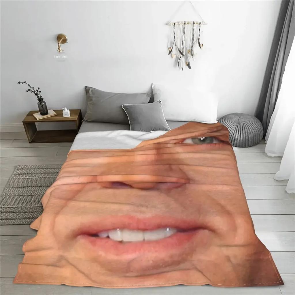 Coperte Viso Nicolas Cage Lana Fantastico Traspirante Coperte da Lancio per Biancheria da Letto Tessile Decorativo per il Tempo Libero