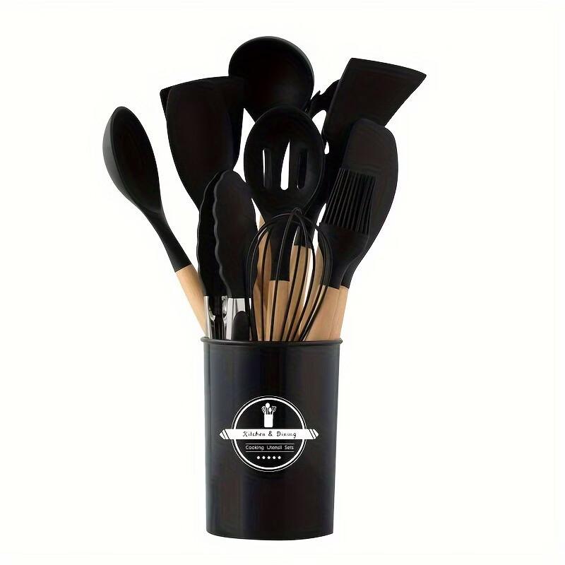 Wutuo Silicone Wooden Handle Kitchen Utensil Set