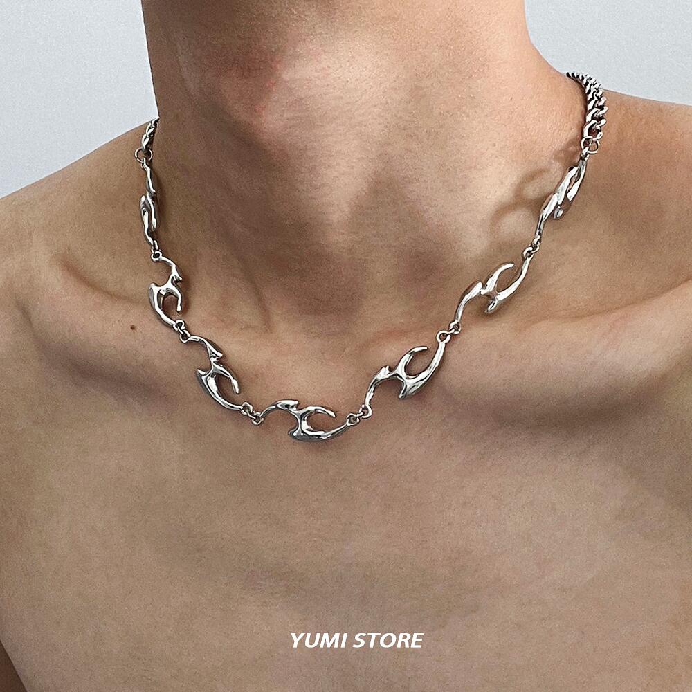 New Trend Irregular Titanium Steel Necklace For Man Luxury Collar Chain Unisex Jewelry Street Hip Hop Accessories