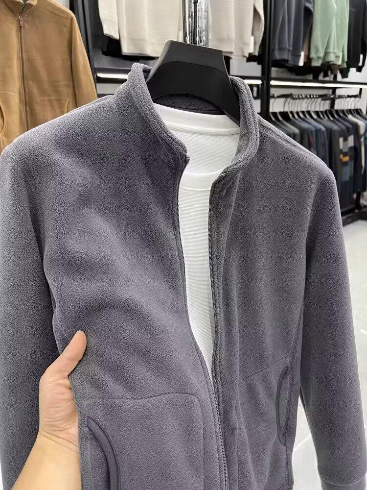 Men s Fleece Zipper Cardigan with Velvet Lining - Warm Thickened Autumn/Winter Jacket L
