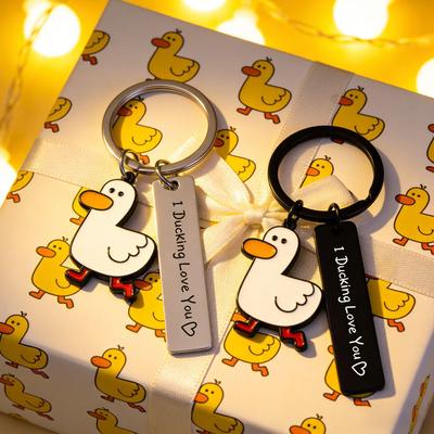 Adorable Pet Duck Stainless Steel Keychain - Creative Duck Keyring & Backpack Pendant