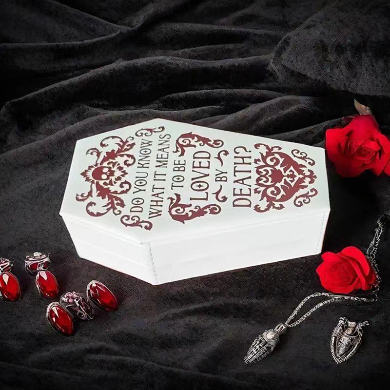 

Elegant Gothic Mini Halloween Coffin Jewelry Box Earring Ring Necklace Bracelet Jewelry Portable Travel Jewelry Storage Box