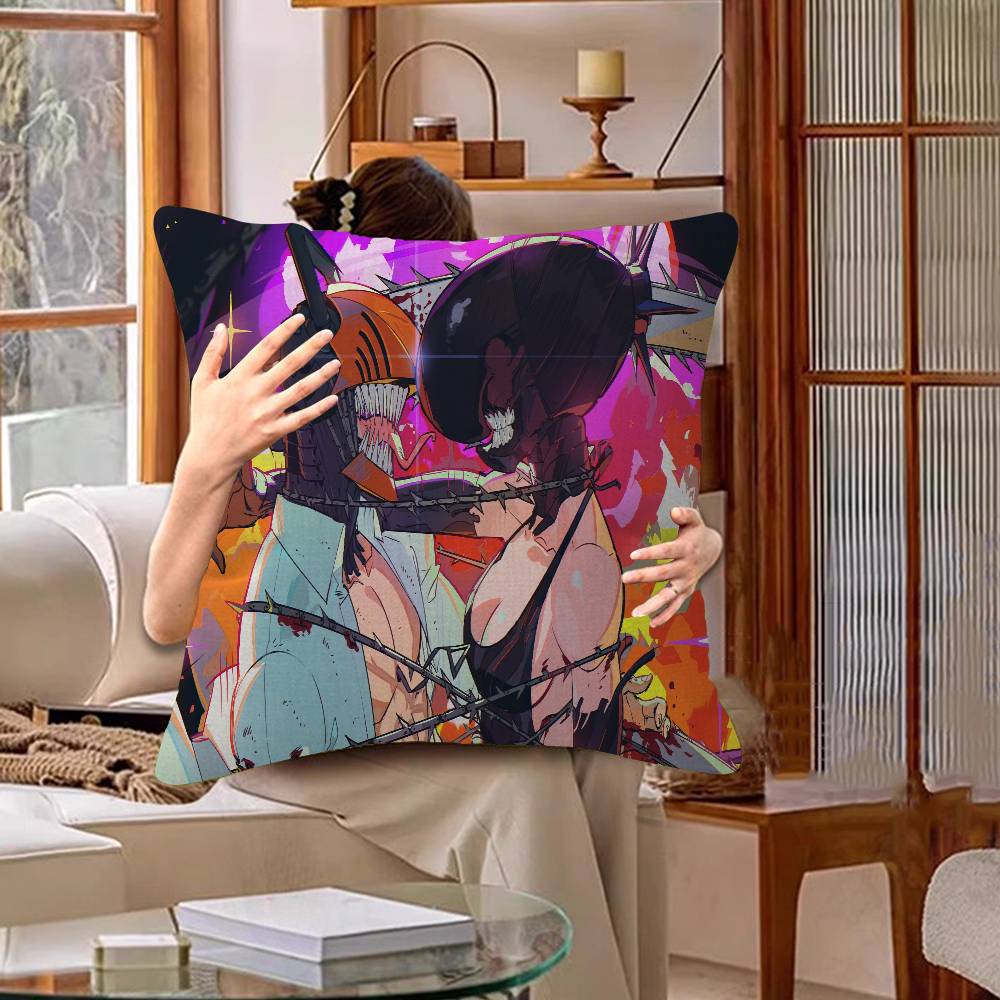 Chainsaw Man The Movie Reze Arc Pillow Covers Cartoon Sofa Decorative Home Double-sided Printing Short Plush Cute Cushion Cover