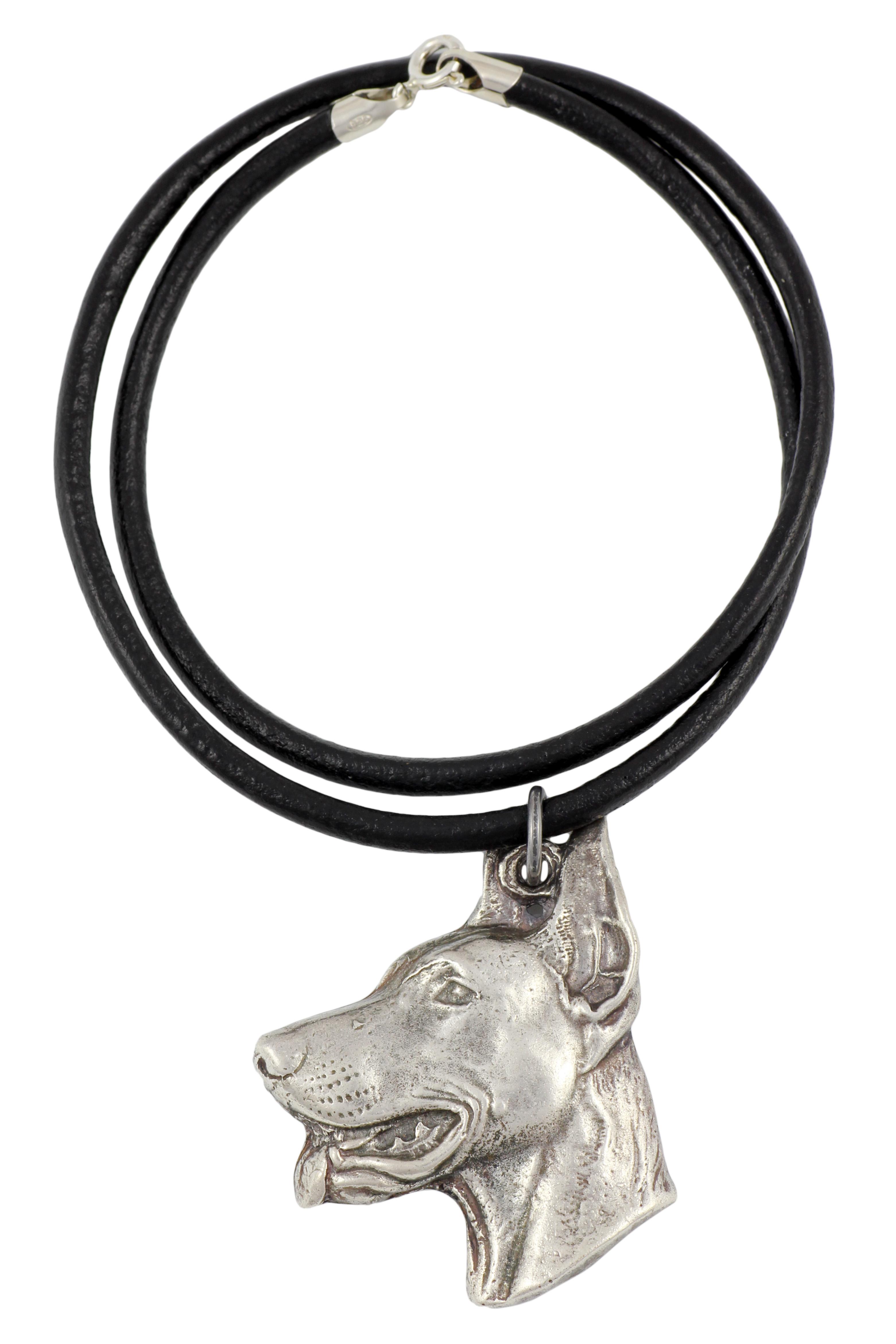 

Dobermann, Doberman Pinscher, Dobie I - Necklace with dog, silver-plated pendant for dog fan, unique jewelry by Art-Dog brand срібний