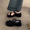 Thick-soled small man height-increasing slippers women's 2025 new summer wear fashionable and simple word with wedge heel high-heeled sandals