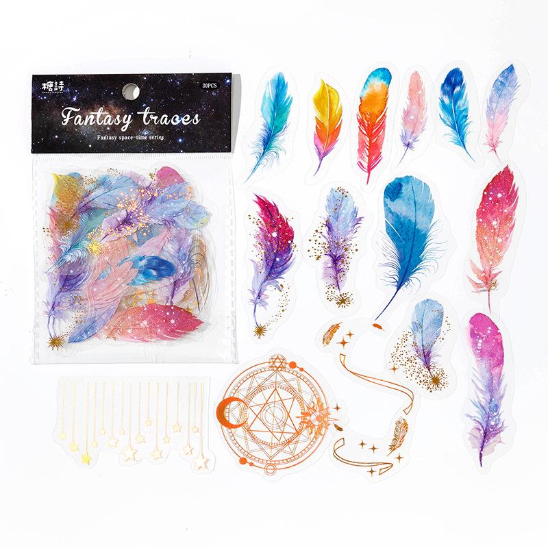 30Pcs/set Kawaii Scrapbook Stickers Fantasy Time Scrapbooking Supplies Diary Planner Decorative Craft Stationery Sticker LXY