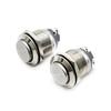 (Pack of 2) 19mm High Round Cap Waterproof Momentary Stainless Steel Metal Push Button Switch High Flush Screw Terminals 250V 5A 1NO SPST for Auto