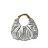 Fashion Ruched Faux Leather Women's Hobo Bag Gold Metal Handle Clutch Bags Elegant Evening Handbag for Party and Formal Events
