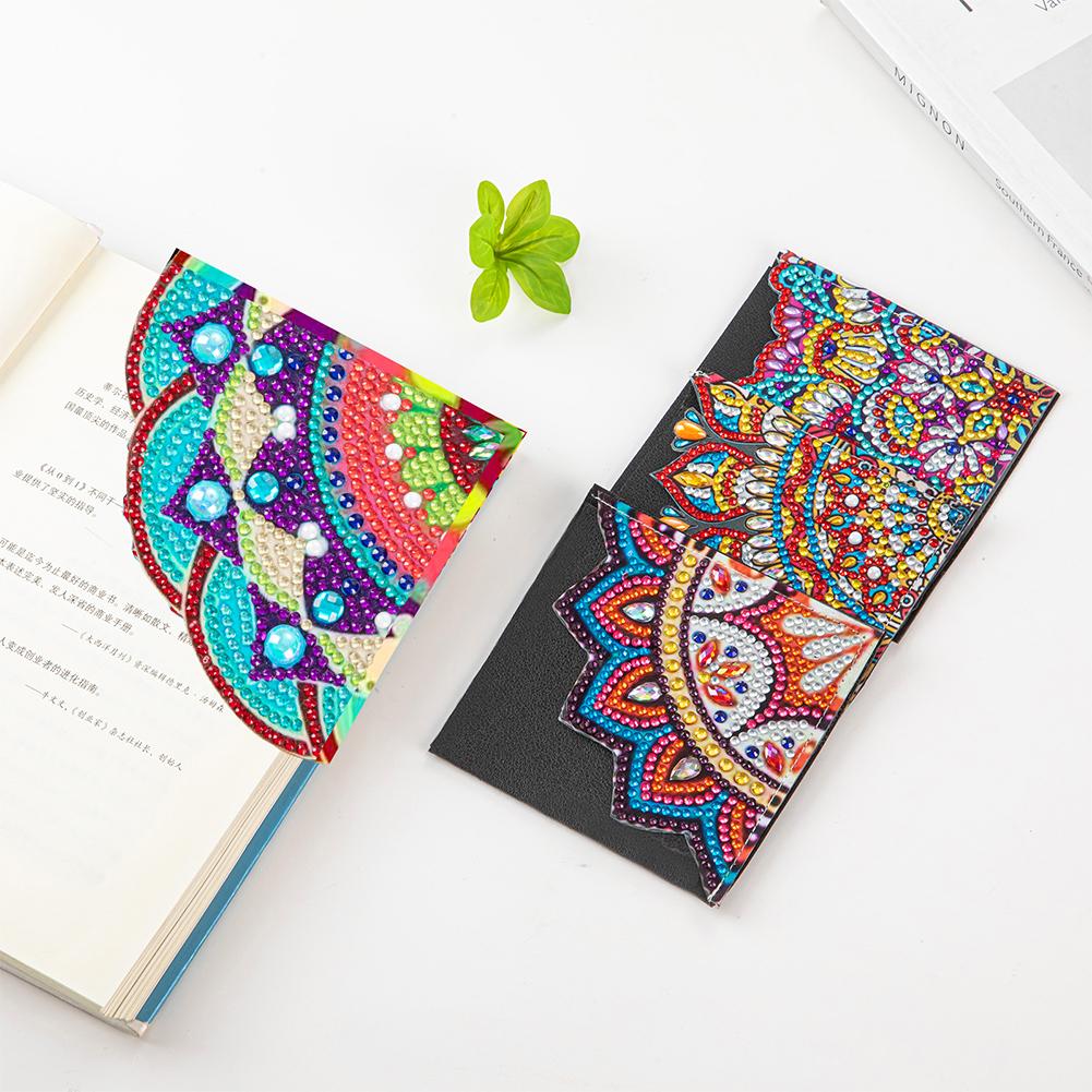 DIY Corner Bookmark Handmade 5D Diamond Painting Bookmarks Triangle Mandala Flower Art Craft for Book Lovers Gifts