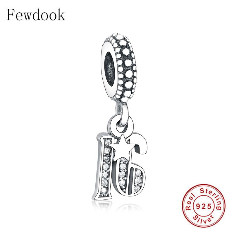 Fit Pan Charm Bracelet Authentic 925 Silver Alphabet & Numbers 18 21 50 60 Years Of Love Bead Making Berloque