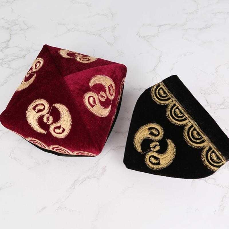 Ethnic Styles Embroidered Velvets Hat Cultural Enthusiasts Hat Unique Styles Hat for Fashion Enthusiasts