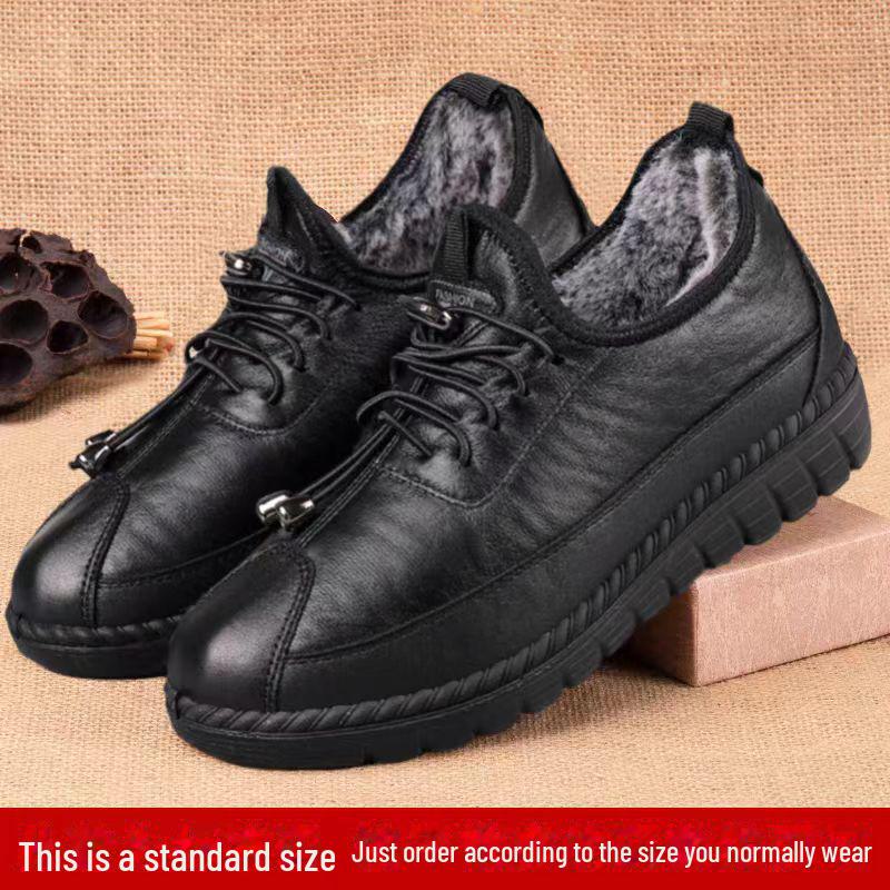 

Женские зимние туфли 2024 года на нескользящей мягкой подошве для людей среднего и пожилого возраста 2092, size 40 чёрный