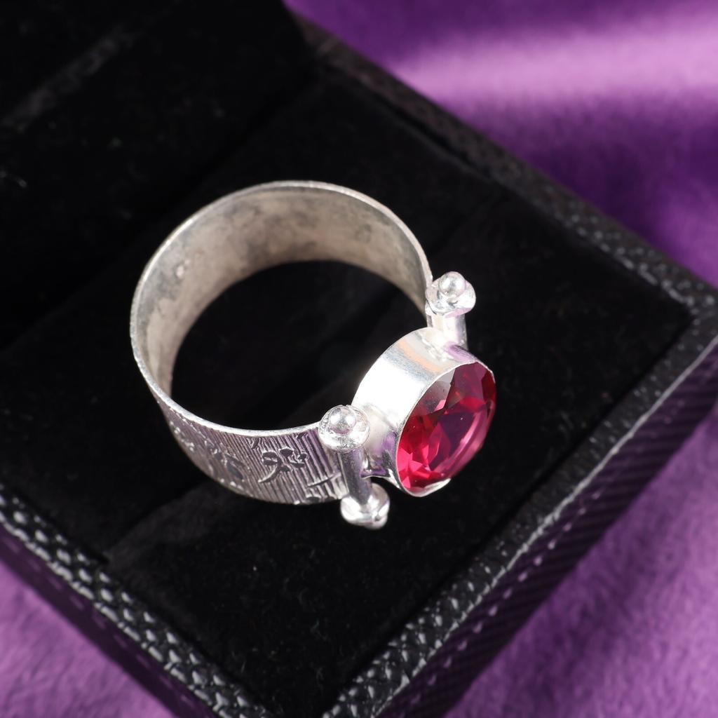 Natural Pink Rubellite Gemstone 925 Sterling Silver Jewelry Handmade Women Ring RR-22-19