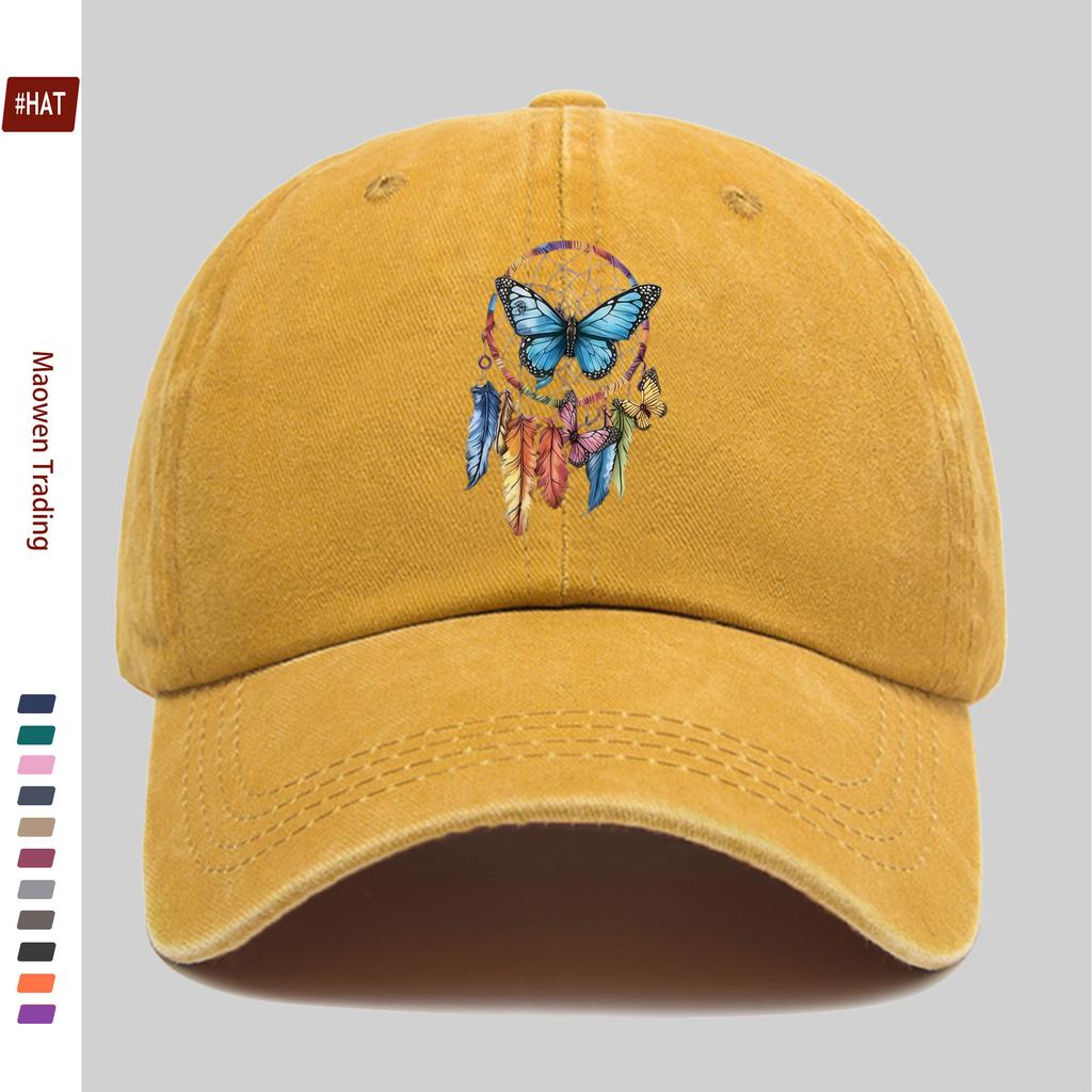 Pc Colorful Butterfly Print Baseball Cap Adjustable Buckle Lightweight Polyester Ideal For Outdoor Activities Travel And
