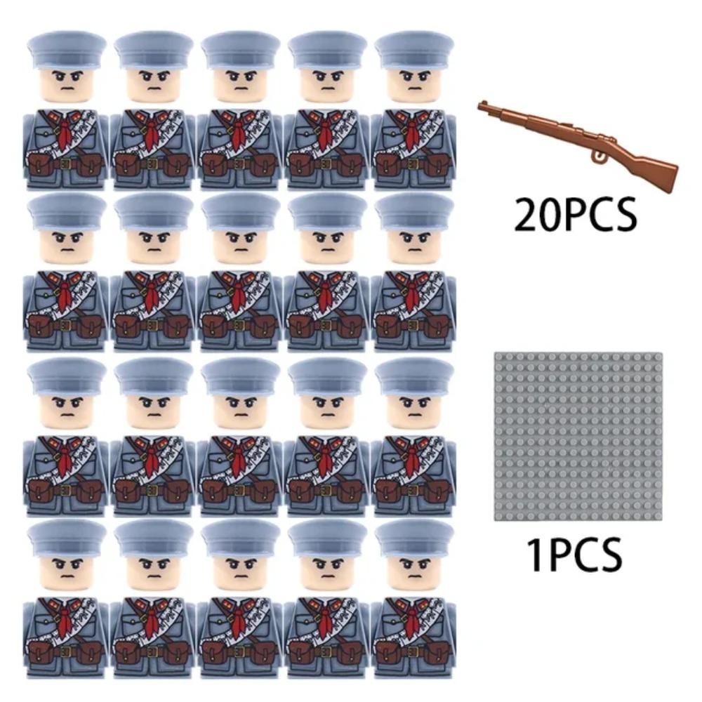 Kinderbausteine Chinesisches Spielzeug Neuer WW2 Soldat Militär Armee Mini-Puppen Nationales Bündnis Offizier Gewehrriemen Spielzeug Großhandel