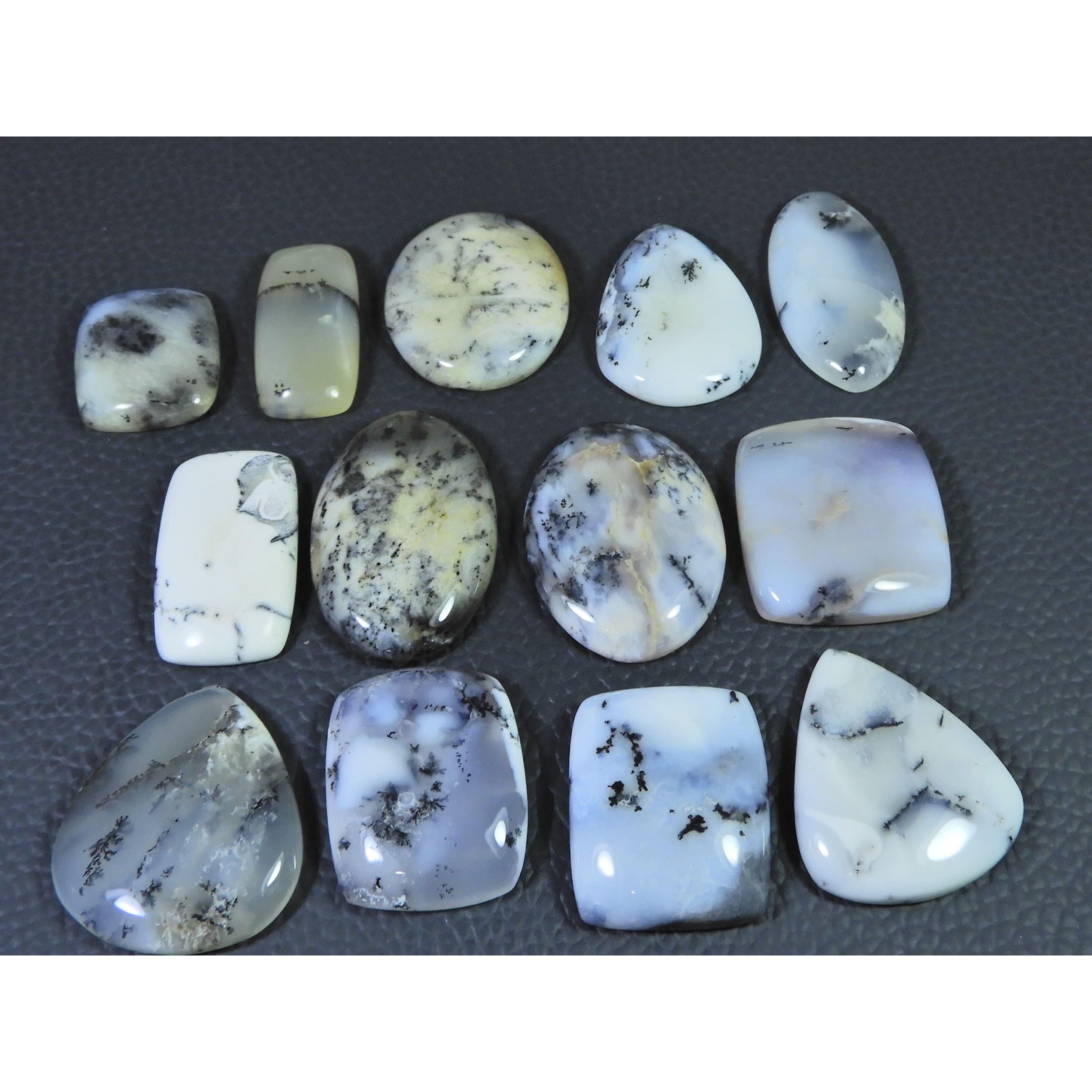 342Cts. Natural Dendrite Opal Agate Mix Cabochon Loose Gemstone 13Pcs Lot C-2006